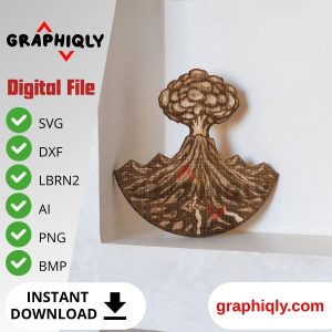 Volcanic Heart – SVG, DXF, AI, LBRN2 – (Digital Item)