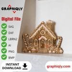 Christmas House - SVG, DXF, AI, LBRN2 - (Digital Item)