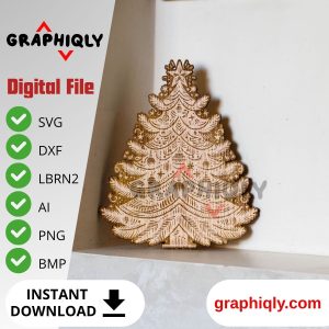 A traditional Christmas tree – SVG, DXF, AI, LBRN2 – (Digital Item)