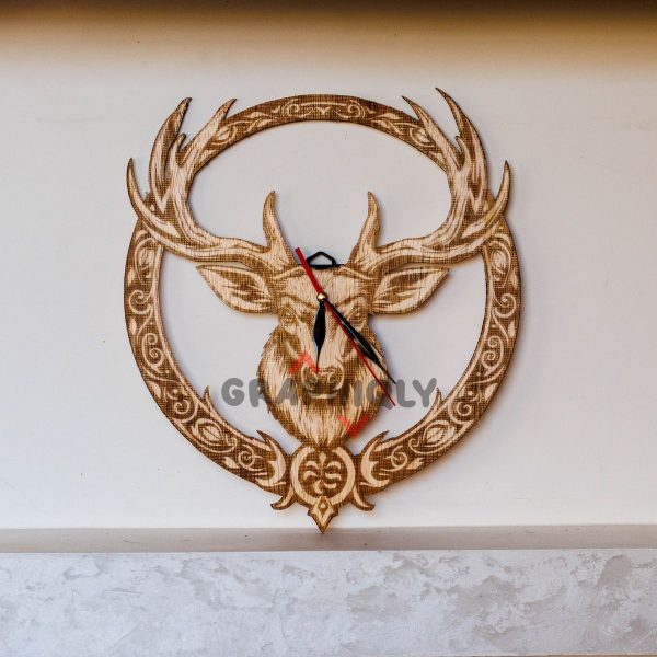 Stag Antler Clock - SVG, DXF, AI, LBRN2 - (Digital Item)