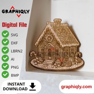 A cozy gingerbread house – SVG, DXF, AI, LBRN2 – (Digital Item)