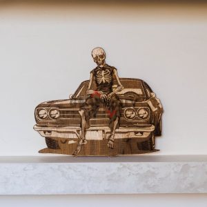 Zombie Leaning on Muscle Car – SVG, DXF, AI, LBRN2 – (Digital Item)