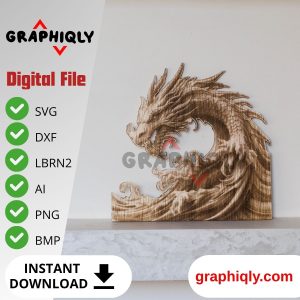 Ocean Wave Dragon’s Head – SVG, DXF, AI, LBRN2 – (Digital Item)