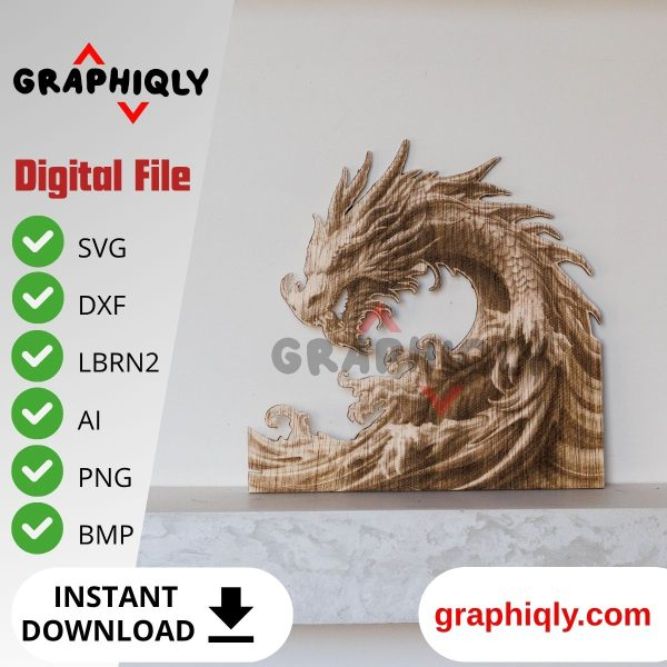 Ocean Wave Dragon’s Head Ocean Wave Dragon’s Head - SVG, DXF, AI, LBRN2 - (Digital Item)