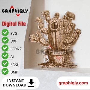 Bizarre cactus creature – SVG, DXF, AI, LBRN2 – (Digital Item)