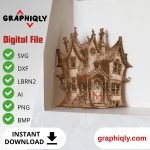 Distorted Victorianstyle House - SVG, DXF, AI, LBRN2 - (Digital Item)