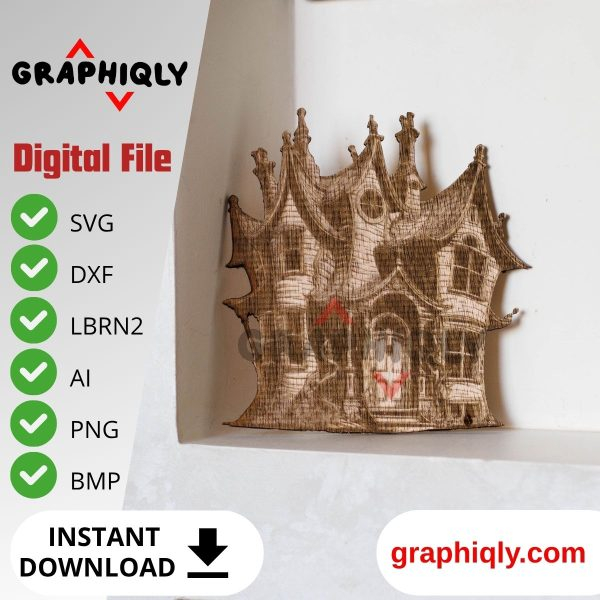 Distorted Victorianstyle House - SVG, DXF, AI, LBRN2 - (Digital Item)