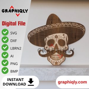 Sugar Skull – SVG, DXF, AI, LBRN2 – (Digital Item)