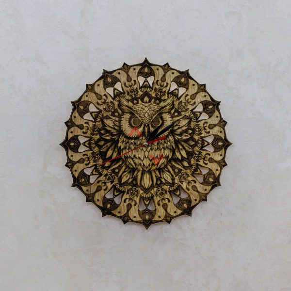 Mandala Owl Clock - SVG, DXF, AI, LBRN2 - (Digital Item)