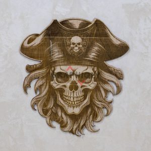 Vintage Pirate Skull – SVG, DXF, AI, LBRN2 – (Digital Item)