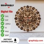 Mandala Owl Clock - SVG, DXF, AI, LBRN2 - (Digital Item)