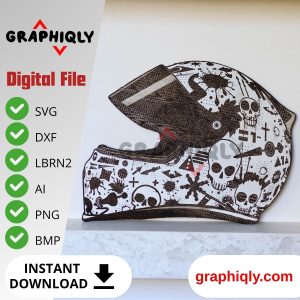 Tagged Helmet – SVG, DXF, AI, LBRN2 – (Digital Item)