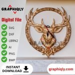 Stag Antler Clock - SVG, DXF, AI, LBRN2 - (Digital Item)