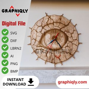 Cracked eye clock – SVG, DXF, AI, LBRN2 – (Digital Item)