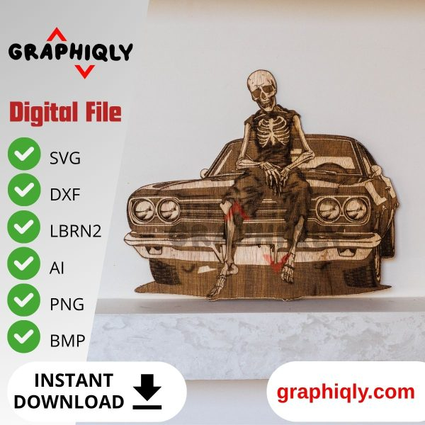 Zombie Leaning on Muscle Car Zombie Leaning on Muscle Car - SVG, DXF, AI, LBRN2 - (Digital Item)