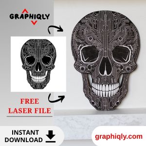 Circuit Skull - SVG, DXF, AI, LBRN2 - (Free Laser File)