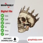 Skull With a Crown - SVG, DXF, AI, LBRN2 - (Digital Laser File)