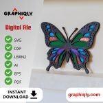 3D Laser Cut Butterfly - SVG, DXF, AI, LBRN2