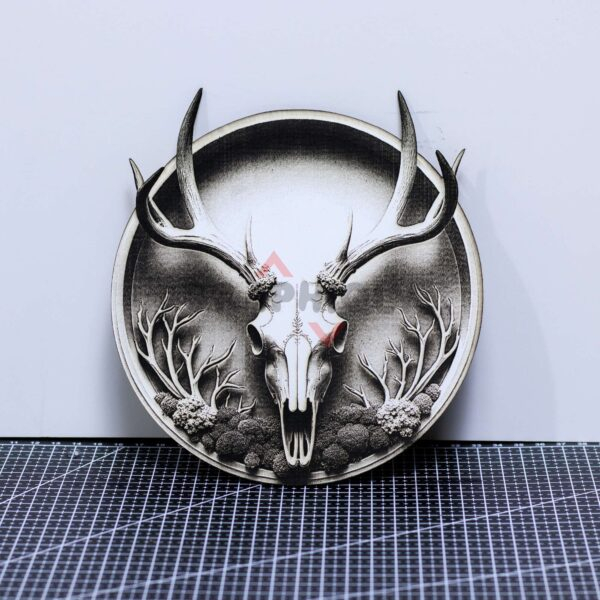 1 Stag Skull 3D illusion Laser File - SVG, WWS, XCS, LBRN2