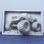 Monster Truck 3D illusion Laser File - SVG, DXF, AI, LBRN2