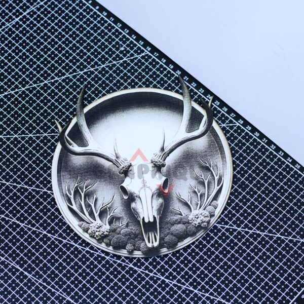 4 Stag Skull 3D illusion Laser File - SVG, WWS, XCS, LBRN2