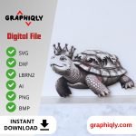 Sea Turtle 3D illusion Laser File - SVG, DXF, AI, LBRN2