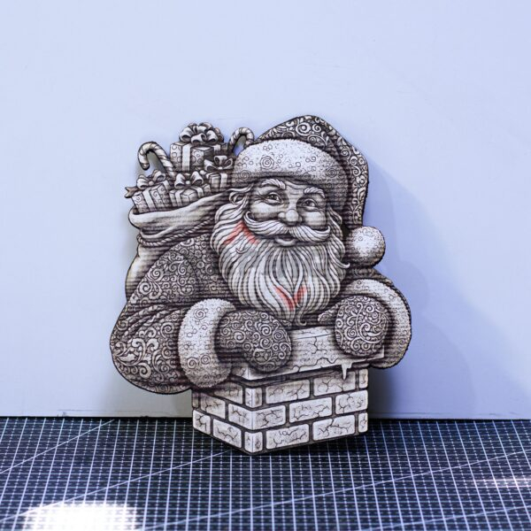 2 Santa Peaking Out Of The Chimney Laser File - SVG, WWS, XCS, LBRN2