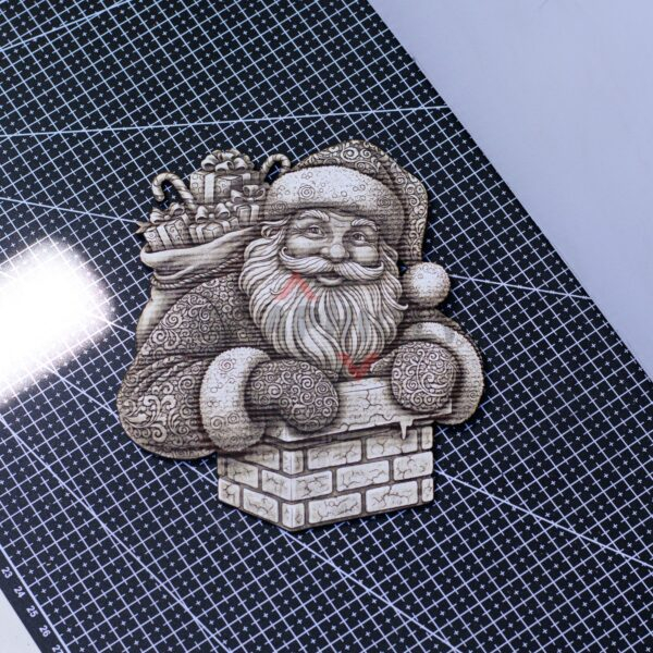 3 Santa Peaking Out Of The Chimney Laser File - SVG, WWS, XCS, LBRN2