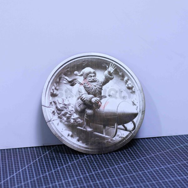 Santa On a Rocket 3D illusion Laser File - SVG, WWS, XCS, LBRN2