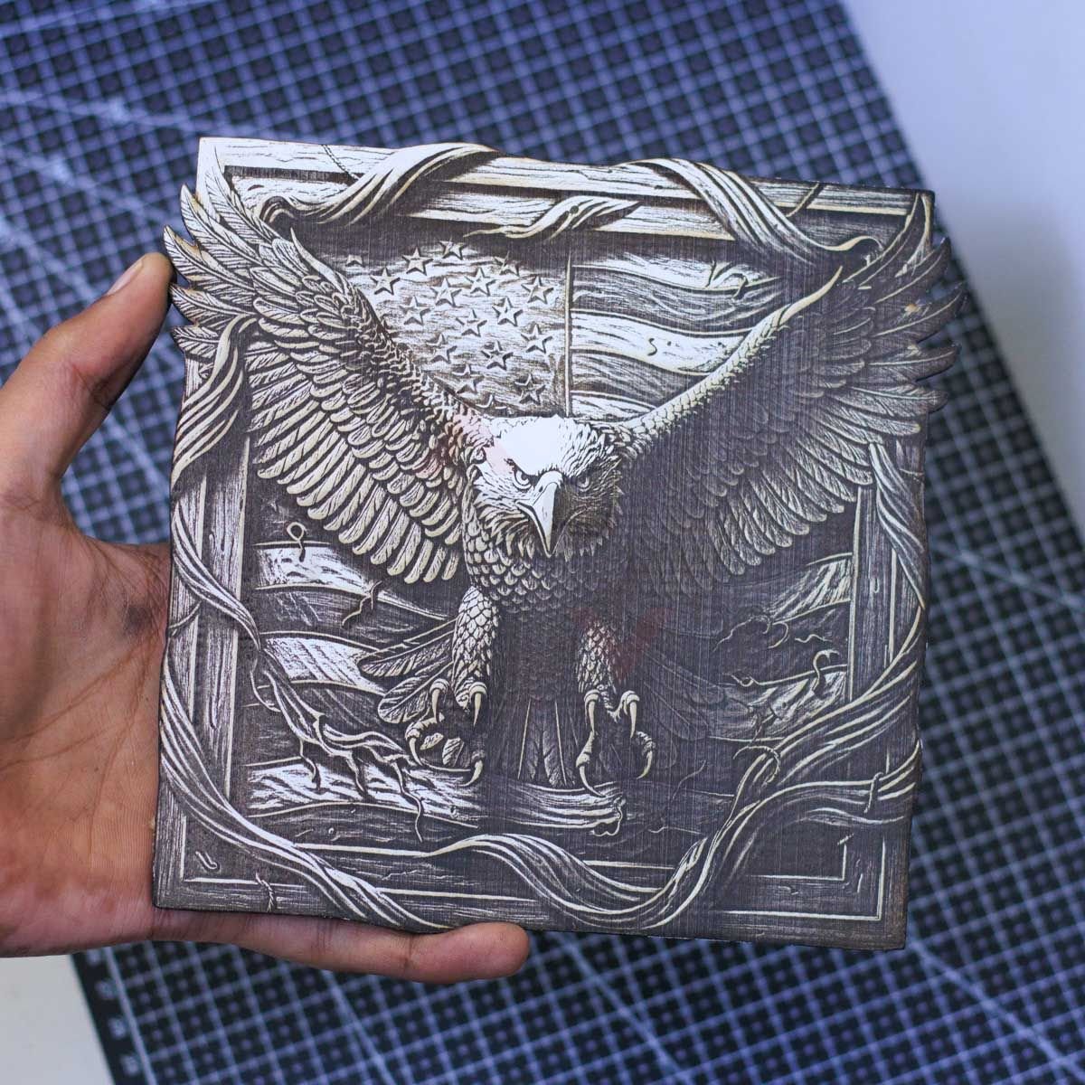 American Eagle 3D illusion Laser File - SVG, DXF, AI, LBRN2 - Image 3