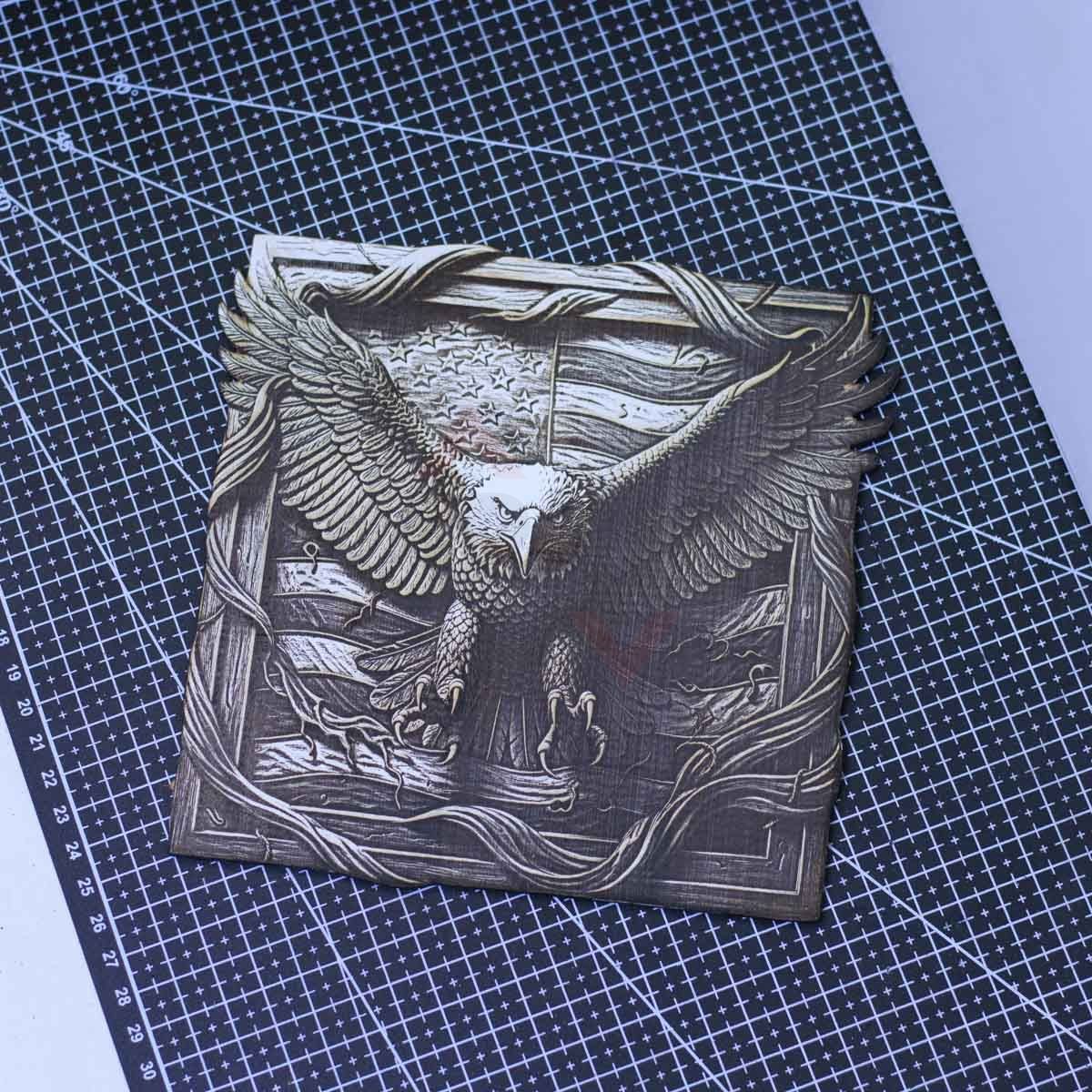 American Eagle 3D illusion Laser File - SVG, DXF, AI, LBRN2 - Image 2