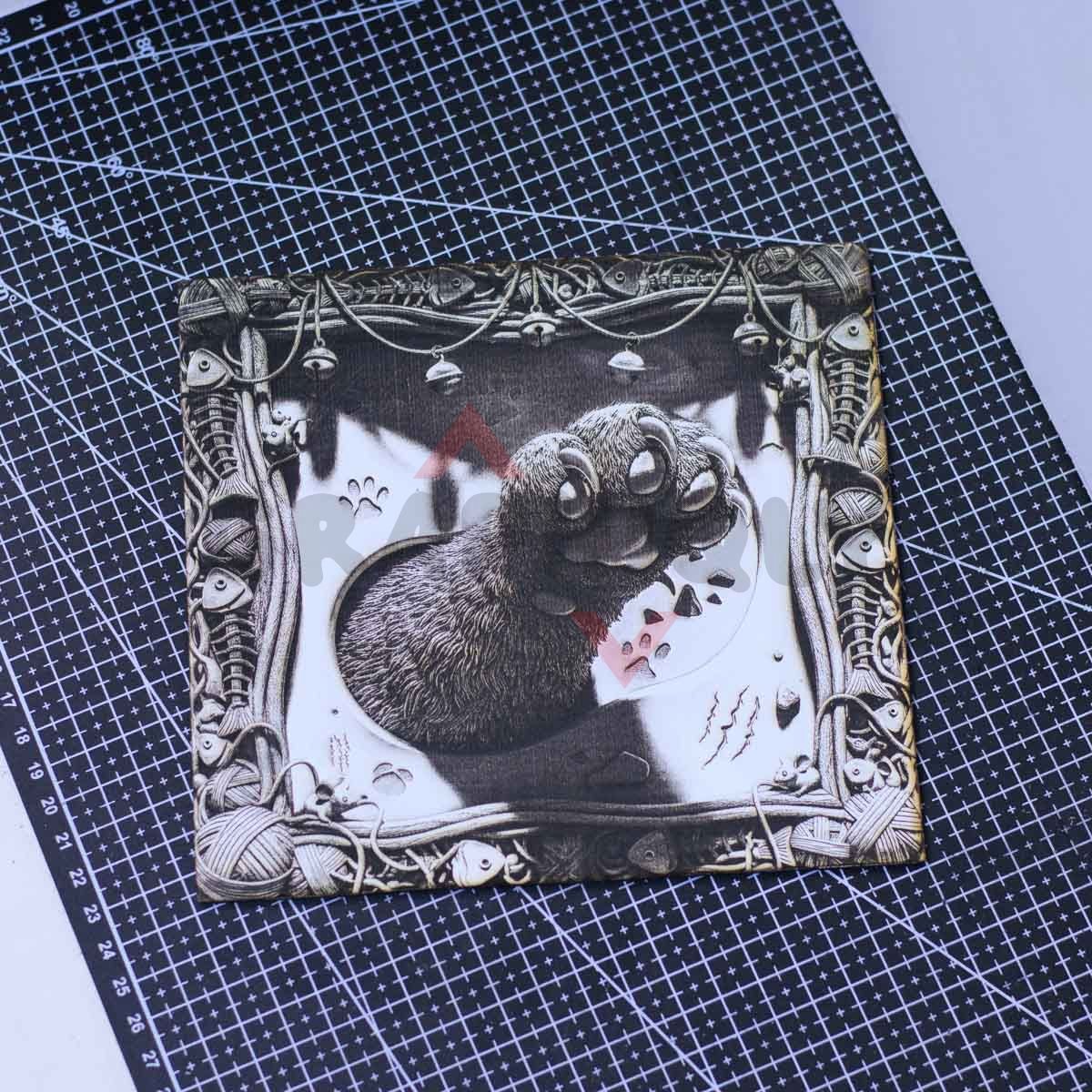 Cat Paw Breakout 3D Illusion Laser File - SVG, DXF, XCS, LBRN2 - Image 3