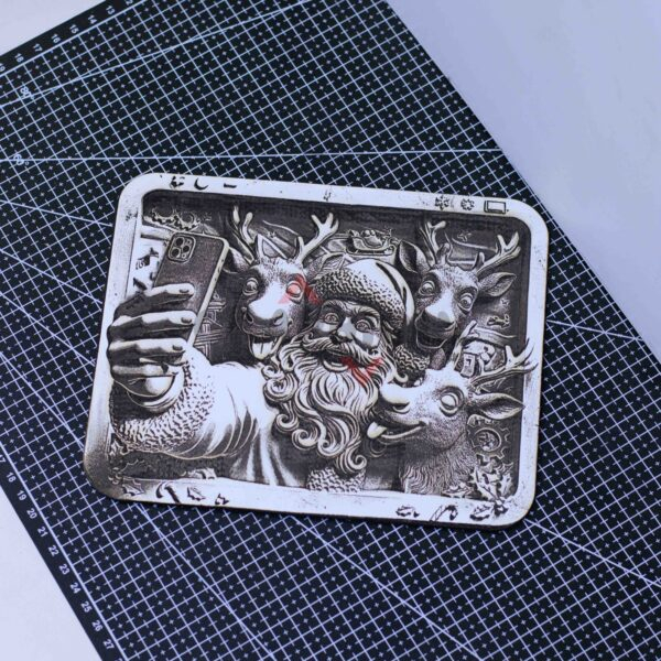 Santa & Reindeer Selfie 3D illusion Laser File - SVG, WWS, XCS, LBRN2