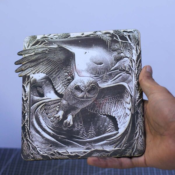 4 Snow Owl 3D illusion Laser File - SVG, WWS, XCS, LBRN2