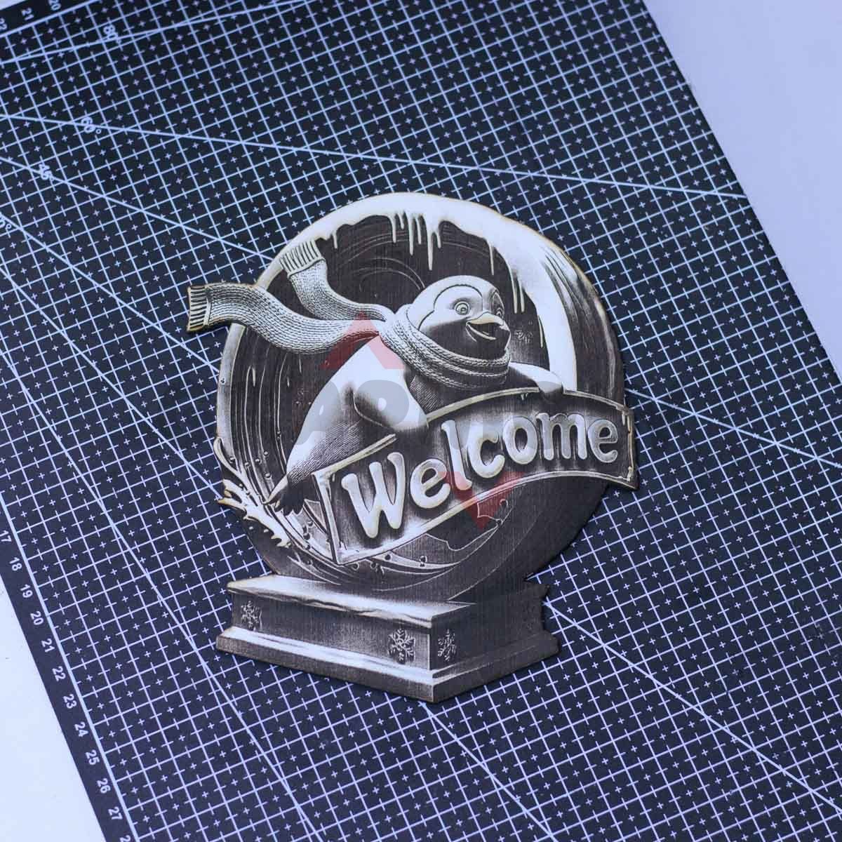 Penguin Welcome 3D illusion Laser File - SVG, DXF, AI, LBRN2 - Image 3