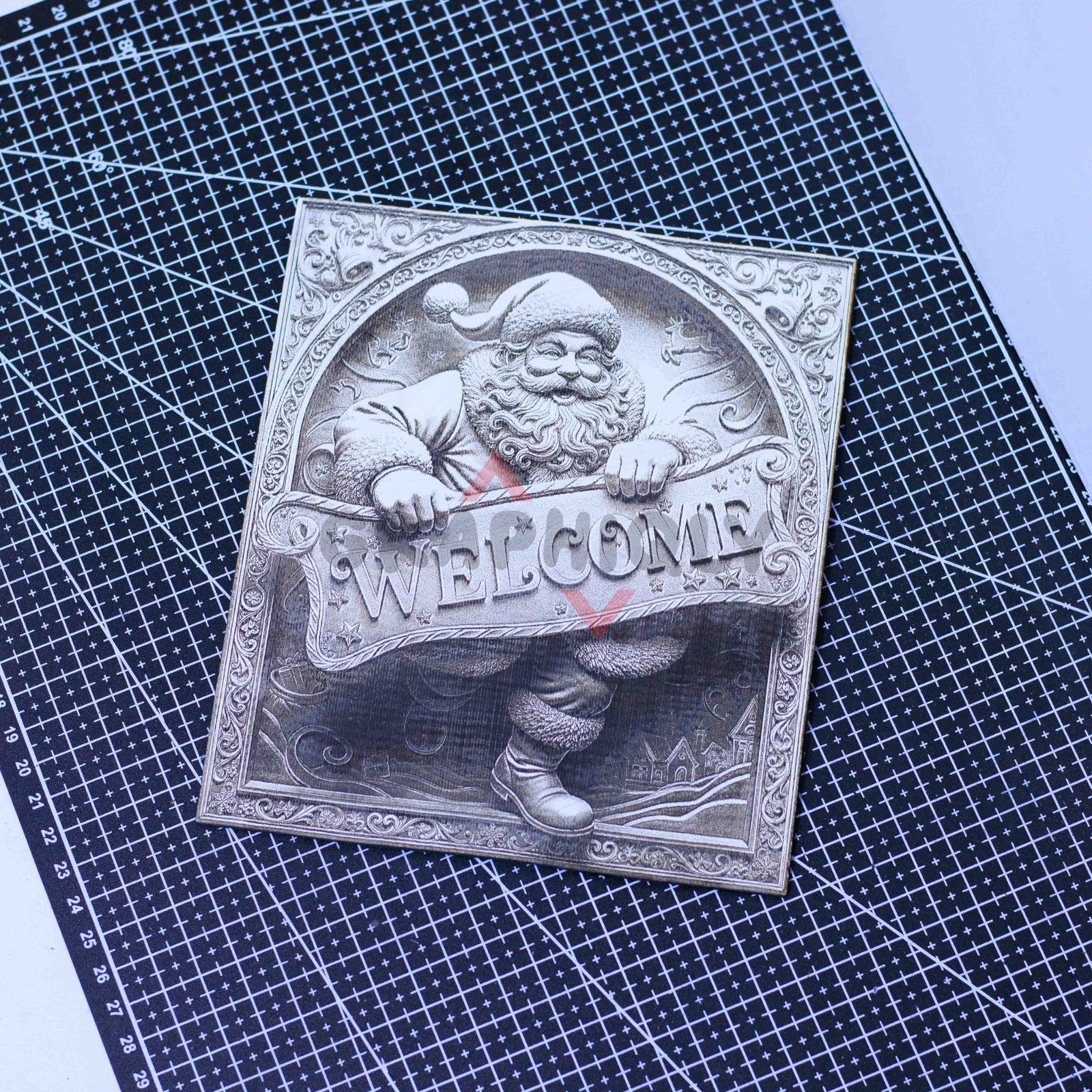 Santa Welcome Sign 3D illusion Laser File - SVG, DXF, AI, LBRN2 - Image 3