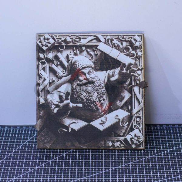 11 Santa Bursting the Gift Box 3D Illusion Laser File - SVG, WWS, XCS, LBRN2