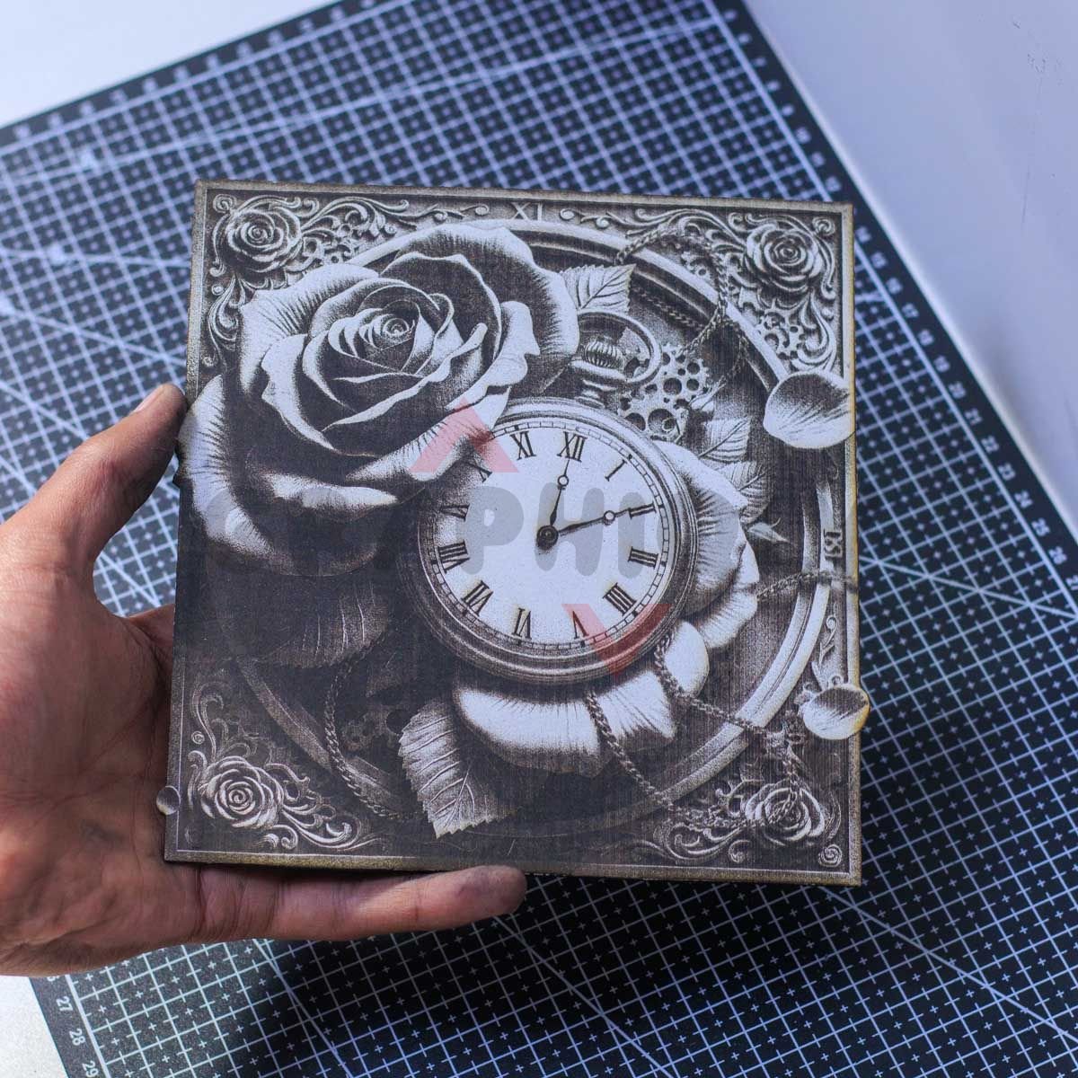 Timeless Rose Clock 3D Illusion