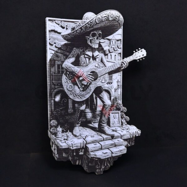 Mexican Skeleton Guitar Scene 3D Illusion Laser File - SVG, WWS, XCS, LBRN2
