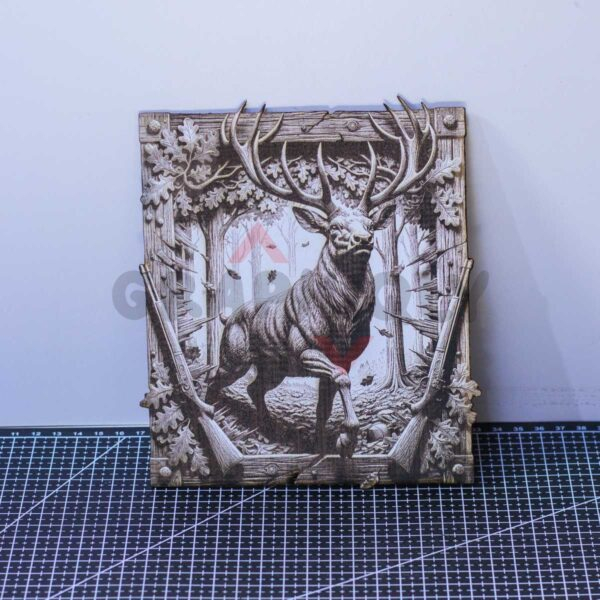 Stag Hunting Frame 3D Illusion Laser File - SVG, WWS, XCS, LBRN2