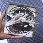 Fighter Jet Cloud Break 3D Illusion Laser File - SVG, WWS, XCS, LBRN