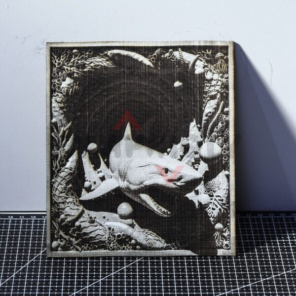 2 Great White Shark Tunnel 3D Illusion Laser File - SVG, WWS, XCS, LBRN2