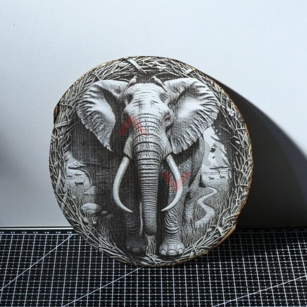 African Elephant Wreath 3D Illusion Laser File - SVG, WWS, XCS, LBRN2