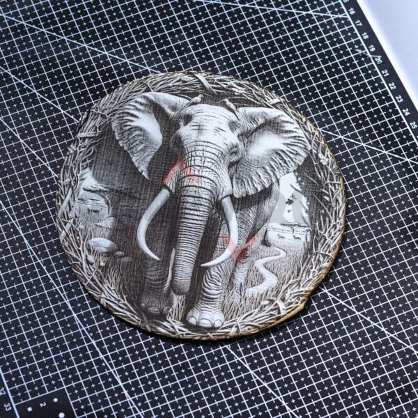 African Elephant Wreath 3D Illusion Laser File - SVG, WWS, XCS, LBRN2