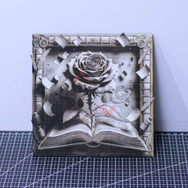 Rose from the Book 3D Illusion Laser File - SVG, WWS, XCS, LBRN2