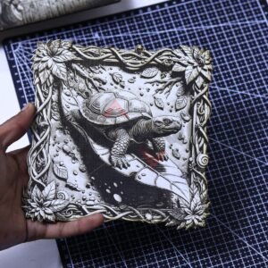 Tortoise on Leaf 3D Illusion