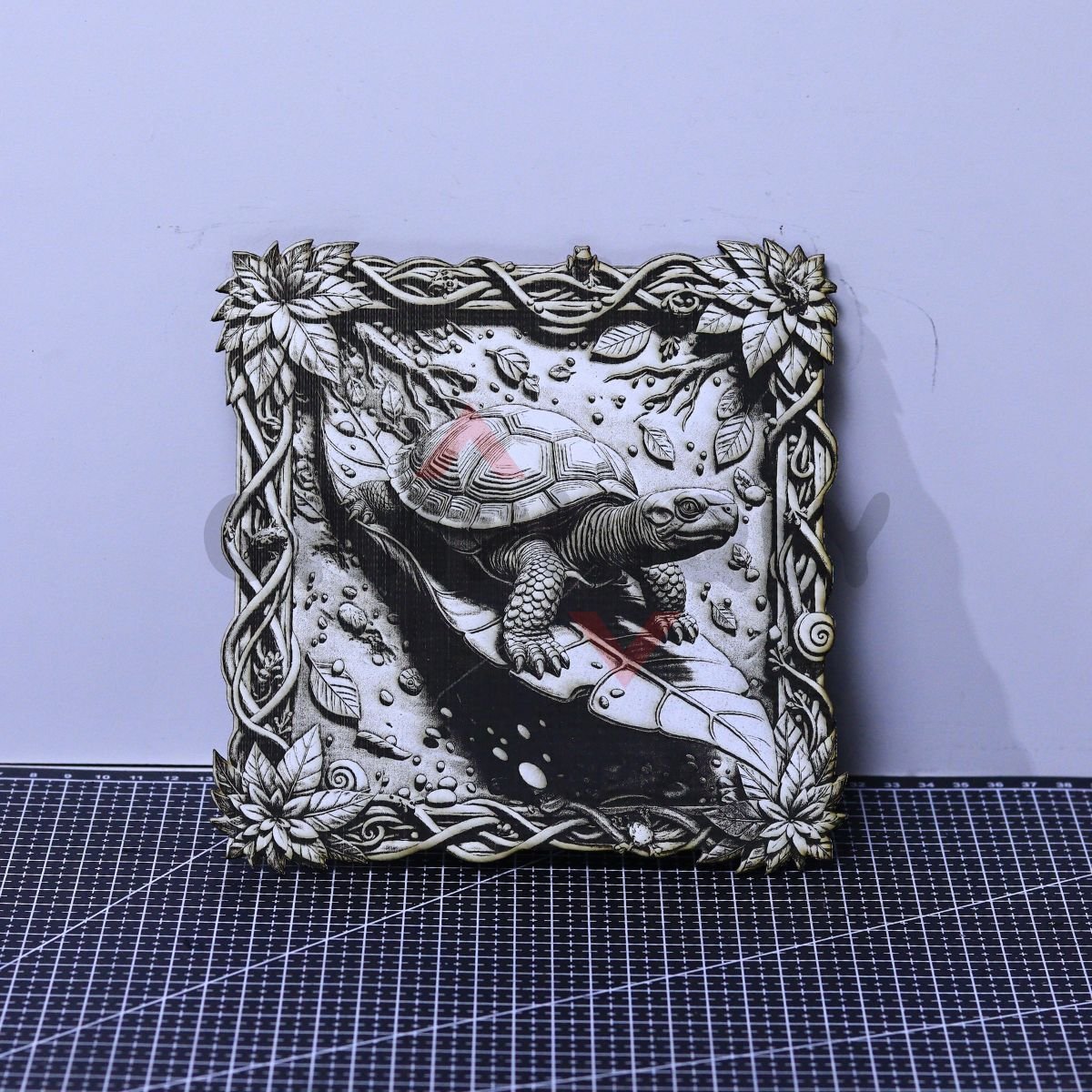 Tortoise on Leaf 3D Illusion Laser File - SVG, WWS, XCS, LBRN2 - Image 2