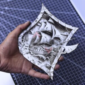 Tall Ship in Storm 3D illusion