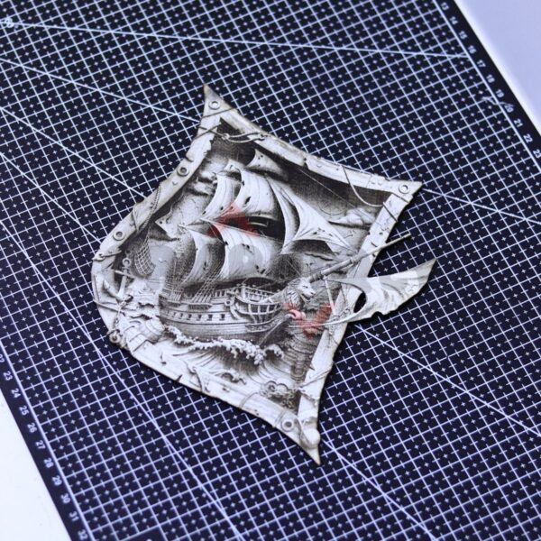 Tall Ship in Storm 3D illusion Laser File - SVG, WWS, XCS, LBRN2