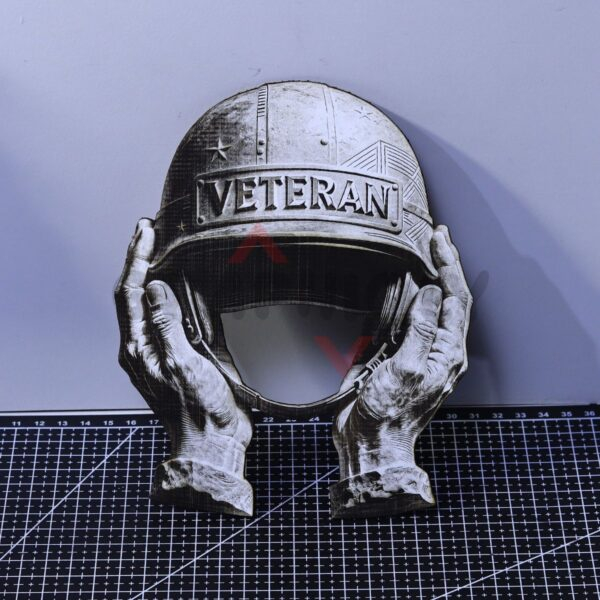 Veteran Helmet 3D Illusion Laser File - SVG, WWS, XCS, LBRN2